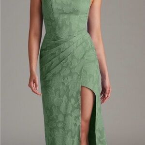 Azazie Asymmetrical eucalyptus Floral Dress